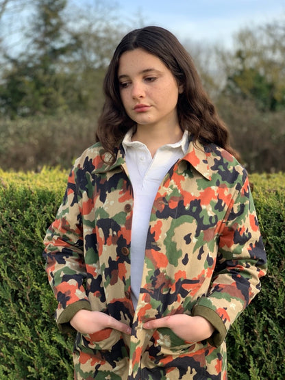 half belt jacket vintage military summer camo